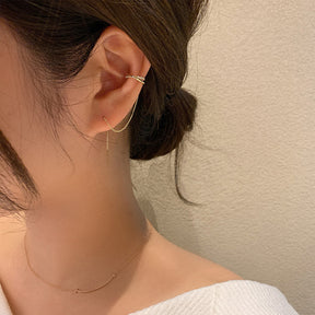 Brinco Ear Cuff Corrente Banhado a Ouro 18k